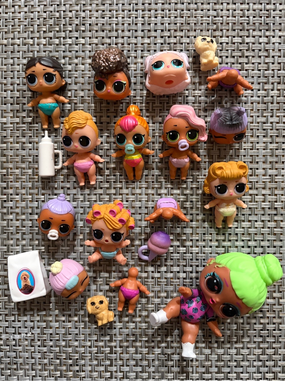 L.O.L. Surprise! Mini Doll Lot with Neon Green Hair and Pink Highlights